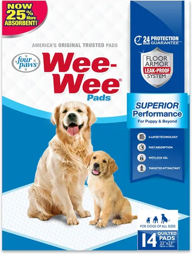 Vista 16 de Four Paws Wee-Wee - Almohadillas de orina sin perfume de rendimiento superior para perros y cachorros, acolchados a prueba de fugas para perros
