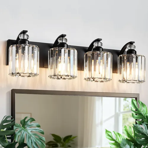 Vista 31 de Accesorio de Iluminación de Baño Moderno de 3 Luces Cromado Luces de Tocador de Baño Sobre Espejo Aplique de Pared con Pantallas de Cristal K9 Base