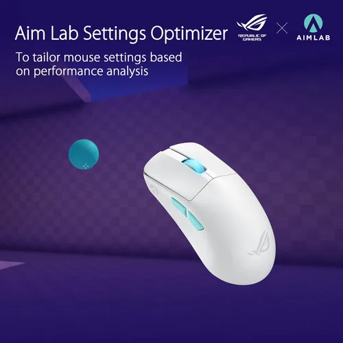 Vista 2 de ASUS ROG Harpe Ace Aim Lab Edition - Ratón inalámbrico para juegos, 1.90 oz ligero, 2.4 GHz RF, Bluetooth, sensor DPI de 36 K, 5 botones, ROG