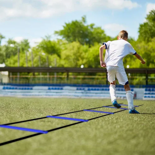 Vista 8 de GHB Pro Agility - Escaleras de entrenamiento de agilidad, velocidad de 12 peldaños y 20 pies con bolsa de transporte (amarillo y azul)