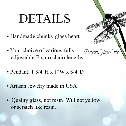 Vista 29 de Handmade Glass Chunky Heart Necklace