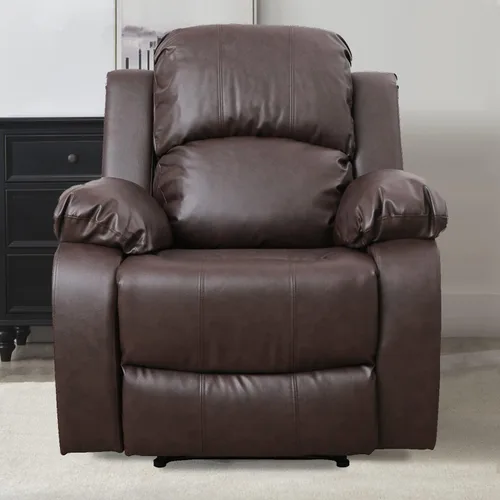 Vista 27 de Sofá reclinable manual de cuero para muebles de sala de estar, sofá reclinable de 78 pulgadas con mesa abatible, portavasos y sofá de cuero