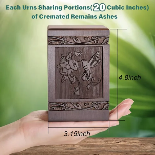 Vista 2 de Urnas de cremación para cenizas humanas adultas, machos y hembras, caja de urnas de colibrí de madera y ataúd para hombres, mujeres, niños