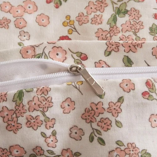 Vista 7 de HighBuy Juego de funda de edredón floral rosa, tamaño individual, de algodón, coqueta, de princesa, con volantes, con 2 fundas de almohada de encaje
