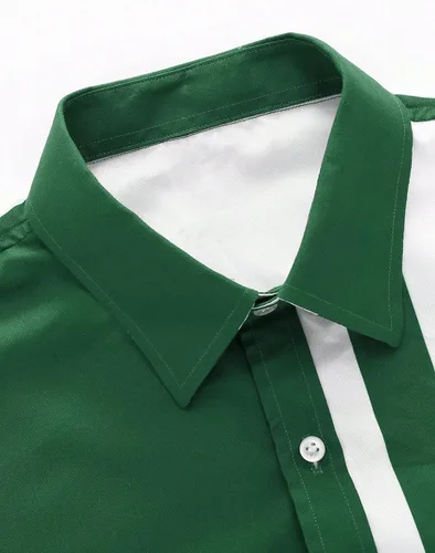 Vista 5 de Floerns - Camisas a rayas para hombre casuales de manga corta con botones