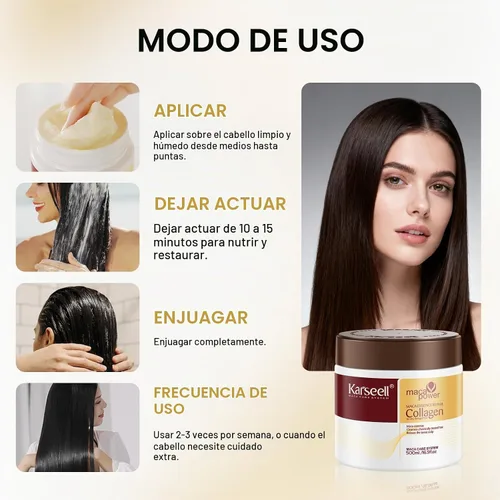 Vista 4 de Karseell Mascarilla capilar de colágeno 2x500ml para cabello encrespado