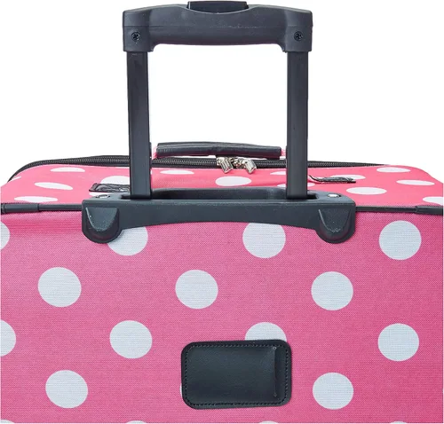 Vista 6 de Rockland Vara Softside - Juego de equipaje vertical de 3 piezas, Rosado con puntos, Vara Softside - Juego de equipaje vertical de 3 piezas