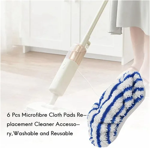 Vista 4 de 1 juego de almohadillas de tela de microfibra compatible con Rowenta Clean&Steam ZR005801 limpiador reutilizable
