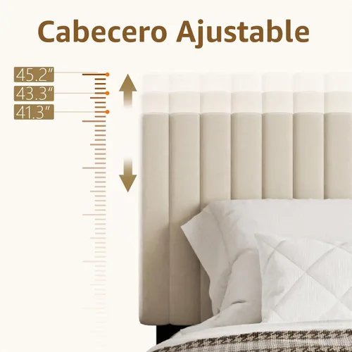 Vista 6 de Sismplly Armazón de cama tamaño completo con cabecera tapizada en terciopelo, cama de plataforma con listones de madera resistentes, base