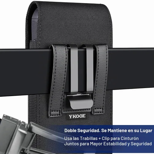 Vista 5 de ykooe Funda para teléfono celular con clip para cinturón, cierre magnético