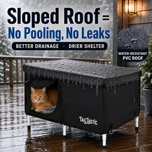 Vista 2 de Tailtastic Casa para gatos al aire libre, soporte extraíble impermeable para gatos callejeros refugio