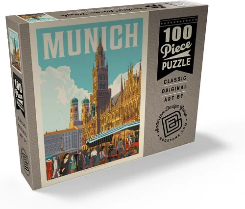 Vista 2 de MyPuzzle Alemania: Munich, póster vintage, rompecabezas de 100 piezas para adultos