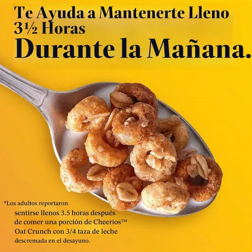 Vista 5 de Cheerios Oat Crunch Cinnamon Cereal de Desayuno, Hecho con Grano Entero, Tamaño Grande, 18.2 oz