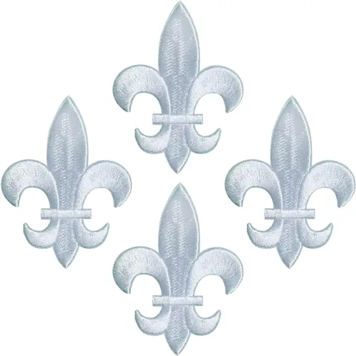 Vista 10 de 10 parches bordados de Mardi Gras Fleur De Lis, color morado, verde y dorado, parches de transferencia cosidos para ropa, sombreros, zapatos, jeans