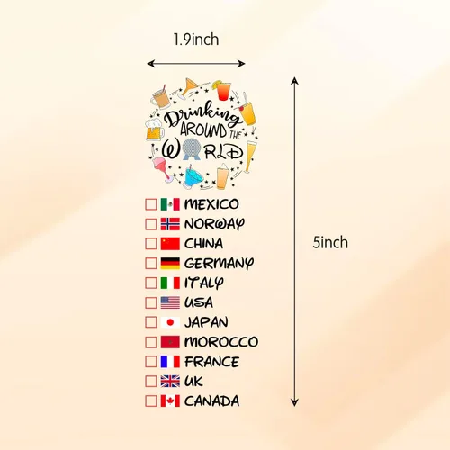 Vista 3 de Beber alrededor del mundo - Paquete de 2 tatuajes temporales