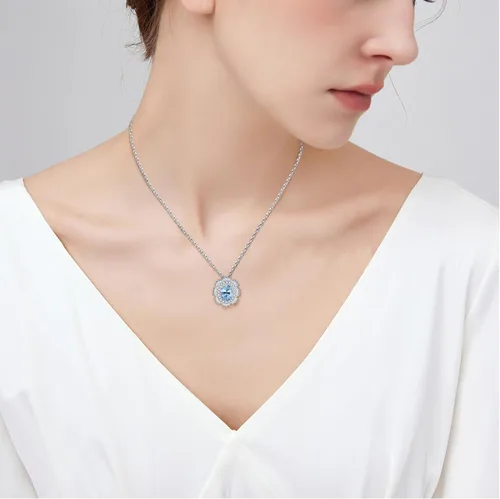 Vista 4 de 6 * 4mm Oval-Cut Birthstone Necklace for Women - 925 Sterling Silver Sunshine Pendant Birthstone Necklace for Girls Teens Mom with Lobster Design
