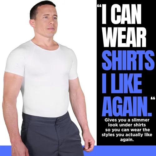 Vista 2 de Esteem Apparel Camiseta de compresión para hombre, adelgazante, para el pecho, chaleco para abdominales Negro