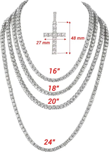 Vista 2 de Colgante de cruz Iced Out, toro, bolsa de dinero, 23 y más colgantes en cadena de tenis para hombres o mujeres - Joyería de hip hop Bling'ed Out