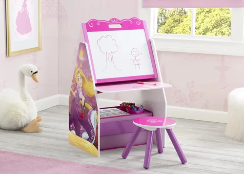 Vista 3 de Delta Children Caballete y estación de juegos para niños, ideal para artes y manualidades, educación en casa y mucho más, certificado Greenguard