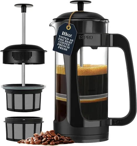 Vista 13 de ESPRO Light P3 - Cafetera de prensa francesa, microfiltro doble patentado para preparar sin arena, resistente al calor, prensa de café de vidrio