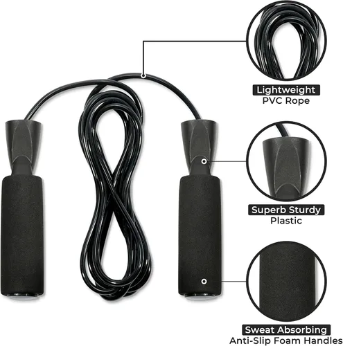 Vista 4 de Quick Fit Juego de 2 cuerdas de saltar con peso (1 libra) con cuerda de saltar sin peso, accesorio de ejercicio portátil para cardio, HIIT