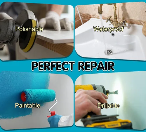 Vista 4 de Masilla epoxi negra de 12 onzas / 11.99 oz, plomeros resistentes y masilla de reparación de piscinas, relleno multiusos lijable para metal, hormigón