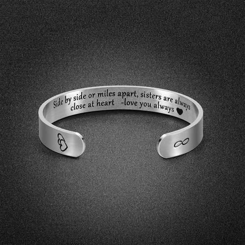 Vista 4 de iJuqi Pulsera de regalo para hermana de hermanas de Navidad, regalos de cumpleaños para hermana, Tamaño Libre, Metal