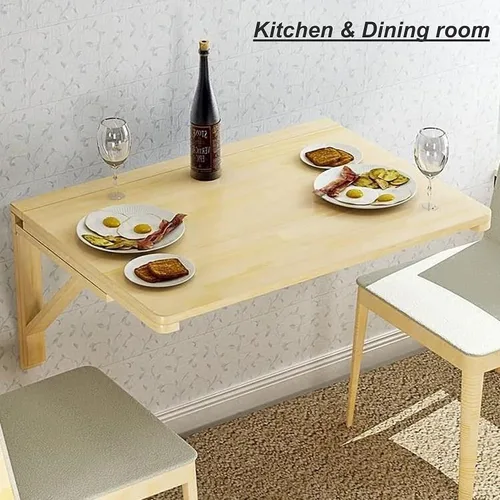 Vista 4 de Mesa de comedor plegable montada en la pared, mesas de hojas de caída para espacios pequeños, mesa de pared plegable para cocina, mesa de comedor