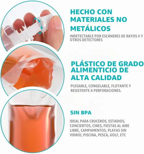 Vista 3 de Juego de 20 botellas de plástico reutilizables de 8 onzas, bolsas de bebidas de viaje, a prueba de fugas, sin BPA para viajes al aire libre 20