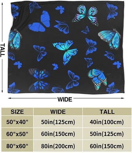 Vista 4 de Manta suave y cálida de mariposa azul, manta de cama ligera de franela de forro polar, regalo para niñas, niños, hombres y mujeres, silla, sofá, 50