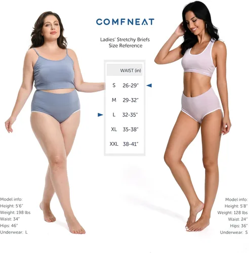Vista 5 de Comfneat Paquete de 4 calzoncillos de cintura alta para mujer, ropa interior elástica de algodón y elastano