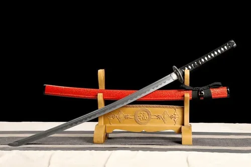 Vista 8 de Katana hecha a mano, espada samurái japonesa 1095 de arcilla de acero templado, hoja de afeitar de espiga completa, afilada, regalos para él, espada