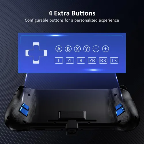 Vista 6 de NexiGo Gripcon de efecto Hall (sin deriva, sin zona muerta) con joystick de detección Hall para Nintendo SwitchSwitch OLED, modo de mano ergonómico
