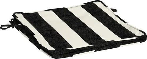 Vista 8 de Arden Selections ProFoam Performance Outdoor Seat Cushion 20 x 20, Onyx Black Cabana Stripe (Pack of 4)