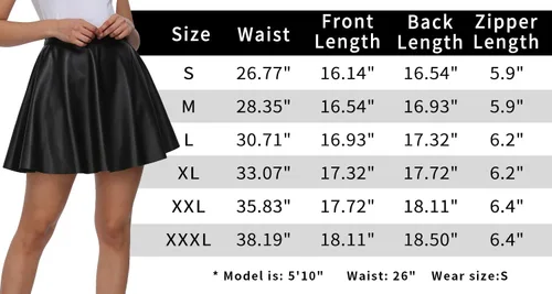 Vista 7 de Fahsyee Falda skater de cuero, plisada negra para mujer, talla grande, mini, acampanada, vegana, cintura alta, casual, elástica, S-XXXL