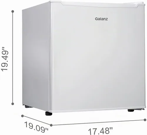 Vista 6 de Galanz Mini refrigerador blanco de una sola puerta de 1.7 pies cúbicos perfecto para dormitorio - GL17WE