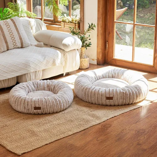Vista 8 de FUKUMARU Cama para Perros, Camas Calmantes en Forma de Dona para Cachorros Ansiosos, Cama Moderna y Estética para Gatos con Estampado Degradado