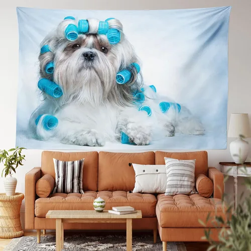 Vista 45 de Lunarable Tapiz mexicano, tema de cultura latinoamericana, sombrero de paja, manta de serape de Maracas, decoración de tela para colgar en la pared