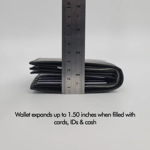 Vista 5 de AG Wallets - Cartera de cuero plegable con doble solapa central para hombre, con 3 ventanas de identificación, capacidad para 12 tarjetas