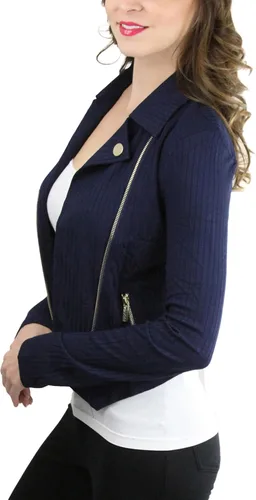 Vista 117 de ToBeInStyle Blazers de manga larga con cremallera y botones para mujer