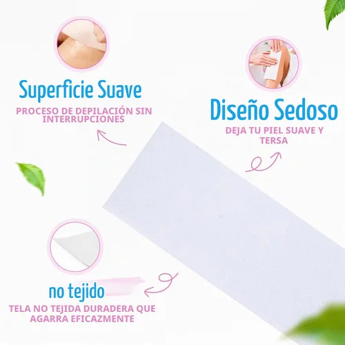 Vista 3 de Tifara Beauty Tiras de cera no tejidas grandes 3x9 para cuerpo y rostro (100)