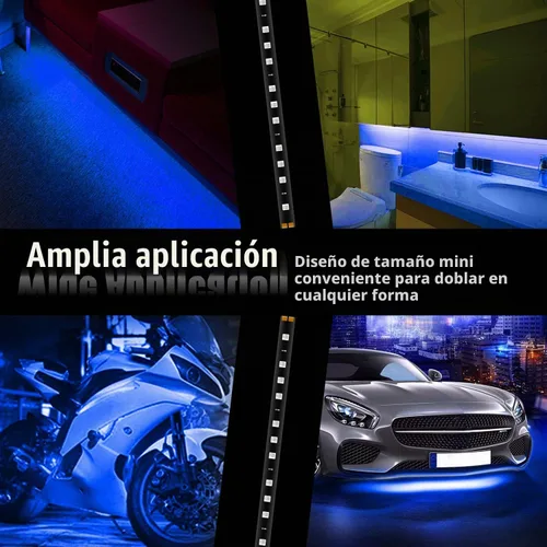 Vista 6 de Tira de 15 luces LED de 12 V, de 30 cm, resistente al agua, flexible para parte inferior de faros de auto, azul, 20 unidades Azul-1