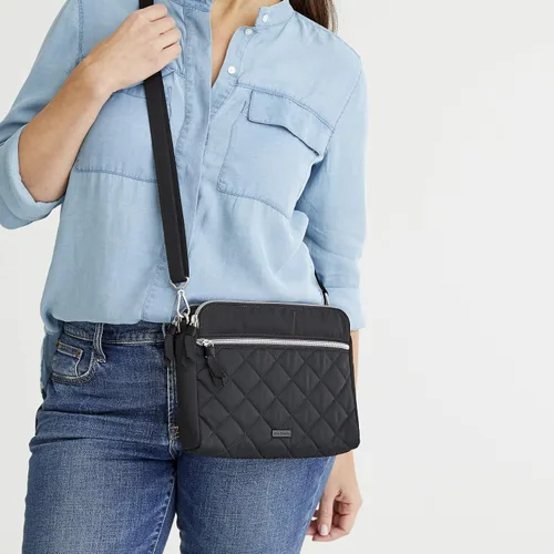 Vista 6 de Vera Bradley Bolso cruzado de sarga de rendimiento para mujer con triple compartimento