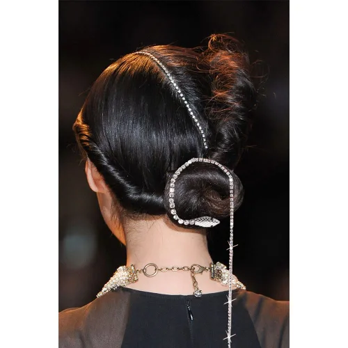 Vista 3 de 2 cadenas de pelo de serpiente con diamantes de imitación brillantes, diadema de cristal con borla larga, accesorios para el cabello, joyas, pinzas