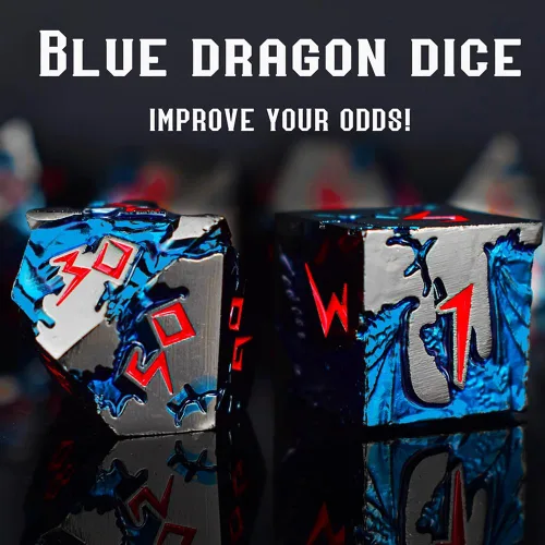 Vista 3 de Rule Dice Dados D&D de 7 Dados de Metal DND, Juego de Dados Metálicos Ponderados de Calabozos y Dragones, Juegos de Dados Poliédricos D y D Grandes
