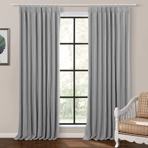 Vista 9 de TWOPAGES Cortinas plisadas opacas de 63 pulgadas de largo para ventanas pequeñas, paneles de lino con aislamiento térmico