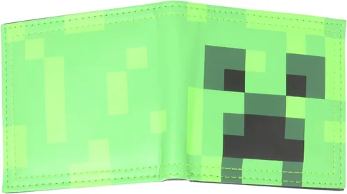 Vista 3 de Minecraft Creeper Pixels - Cartera plegable multicolor con licencia, Verde