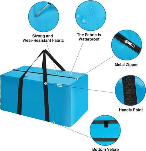 Vista 4 de Bolsa de mudanza extra grande, bolsa de almacenamiento resistente que ahorra espacio para embalaje de ropa, bolsa azul para mudanzas, bolsas