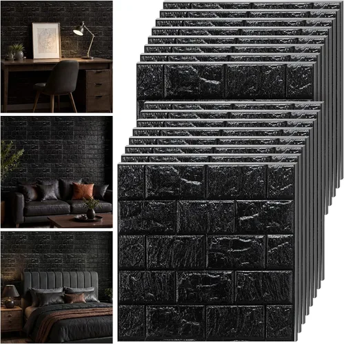 Vista 13 de Tinlade 30 Piezas 28.81 Pies Cuadrados Paneles de Pared 3D Despegar y Pegar Papel Tapiz de Ladrillo de Espuma Imprimible Paneles de Pared de Blanco