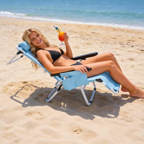 Vista 10 de ABORON Silla de bronceado ajustable de 5 posiciones con orificio para la cara, salón de playa plegable portátil para tomar el sol, tumbona